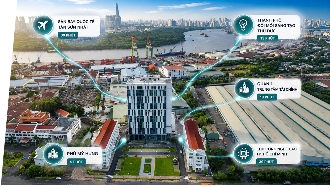 Infographic vị trí chiến lược Cao Ốc Tân Thuận